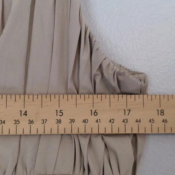 Anne Klein Dress Fit Flare Baby Doll Midi Size 12P Beige Pleated Lined Summer - Picture 13 of 13